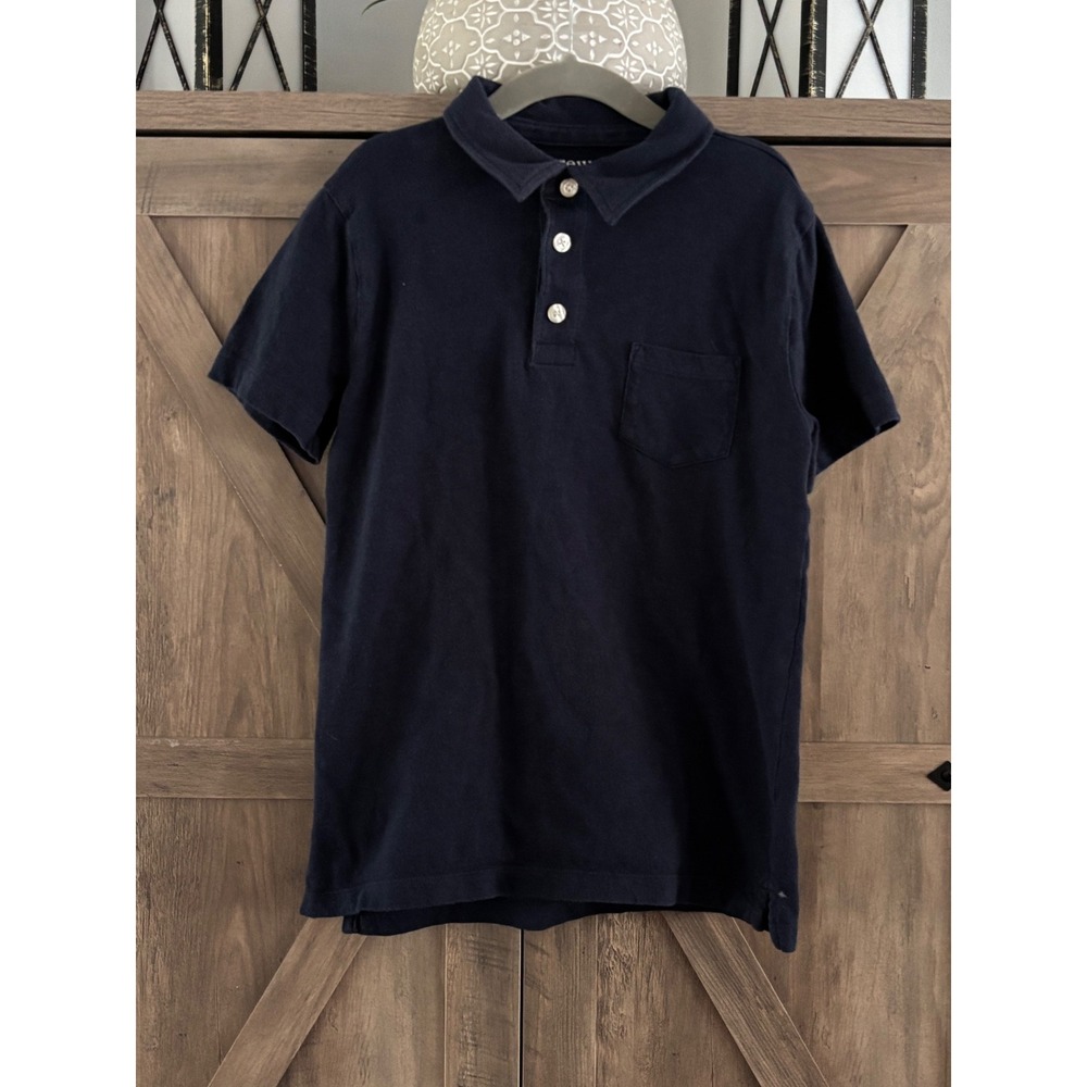 Crewcuts Boys Navy Blue Cotton Jersey Short Sleeve Pocket Polo Shirt Size 8